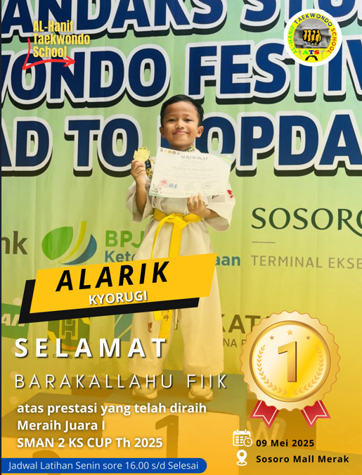 Ananda Alarik meraih medali emas atlet Al-hanif Taekwondo